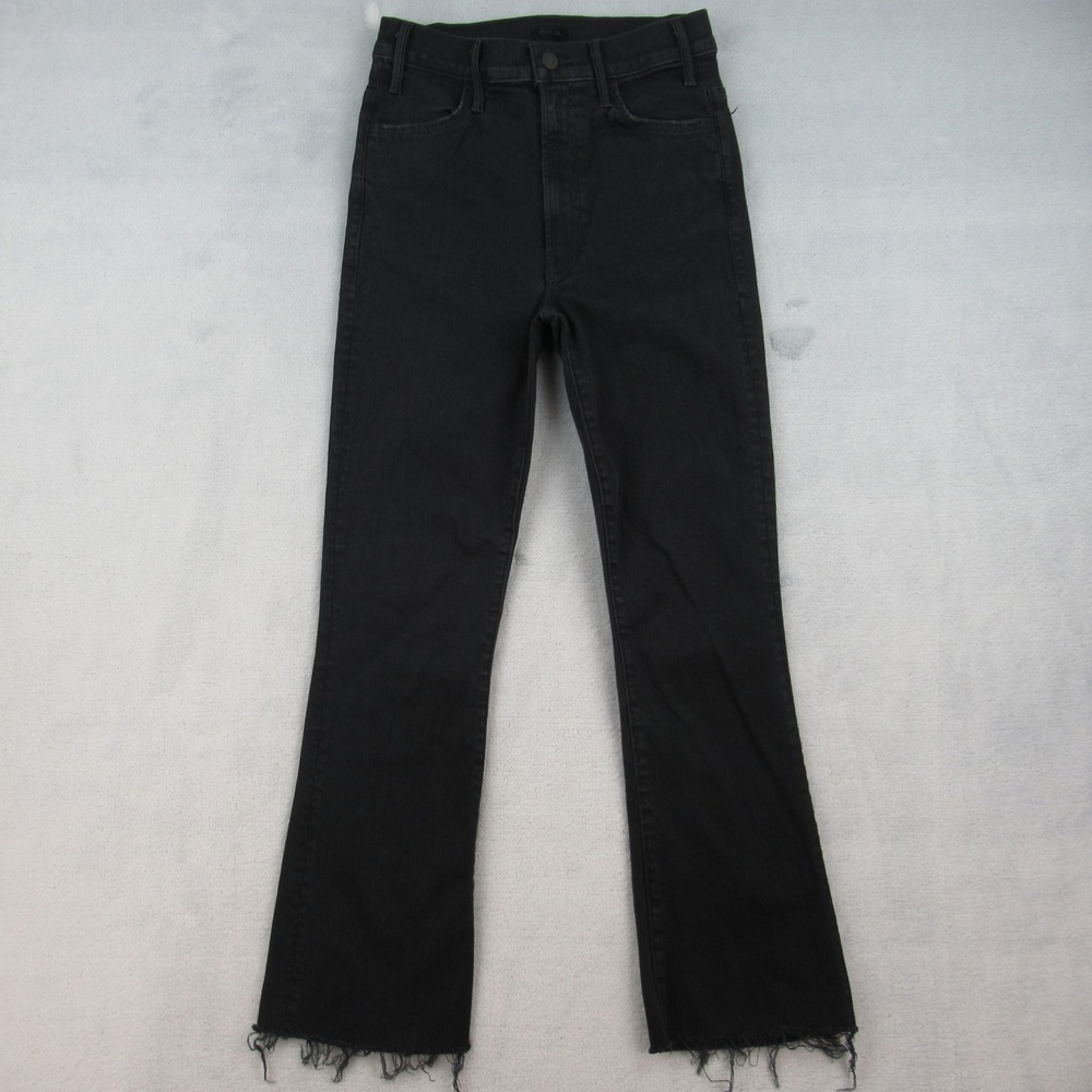 Mother The Hustler Ankle Fray Jeans Womens 26 Black Not Guilty 1117-180